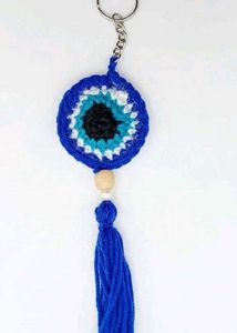 Crocheted Evil Eye Keychain