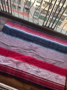 BLACK RED &amp; WHITE COTTON SAREE