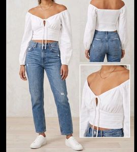 Off-Shoulder White Crop Top