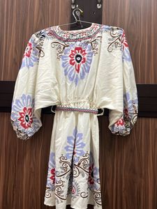 Boho Embroidered Kimono Dress