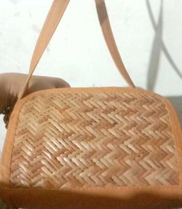 Tan Woven Crossbody Bag