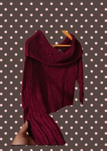 Burgundy Off-Shoulder Knit Sweater