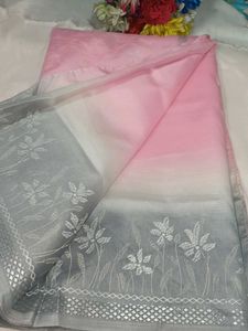 Elegant Pink &amp; Grey Ombre Saree with blouse