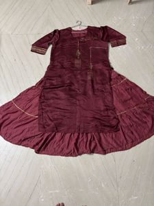 Maroon Kurta Skirt Set