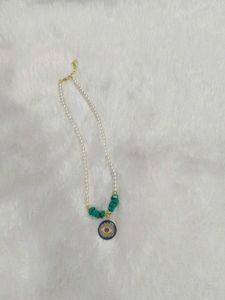 Unique Pearl &amp; Evil Eye Necklace
