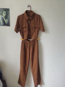 Stylish Brown Corduroy Cropped Jacket