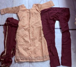 Elegant Peach &amp; Maroon Kurta