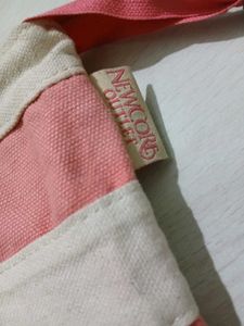 Pink &amp; White Striped Tote Bag