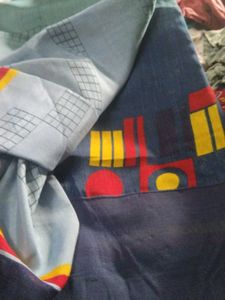 Beautiful Blue Saree with Grid Pattern