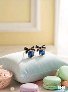 Elegant Blue Bow Earrings