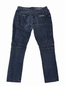 Balmain Style Dark Wash Moto Jeans