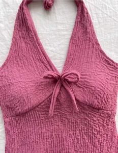 Chic Pink Textured Halter Top