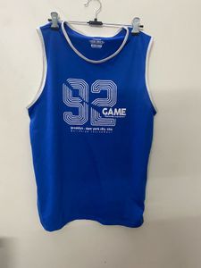 Blue Sleeveless Graphic T-Shirt