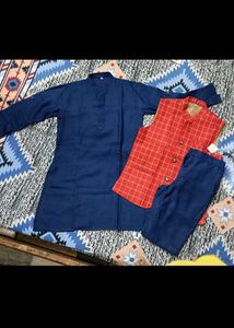 Men's Blue Kurta Set with Jacket