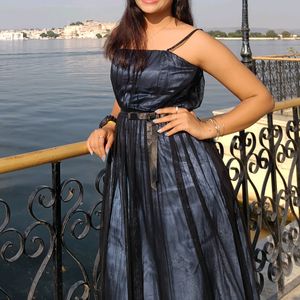 Navy Blue Net &amp; Satin Dress 🤩