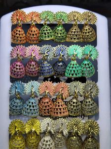 Assorted Peacock Jhumka Earrings Set in 12
