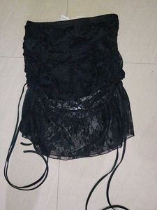 SAVANA SKIRT.    Black Drawstring Lace Skirt