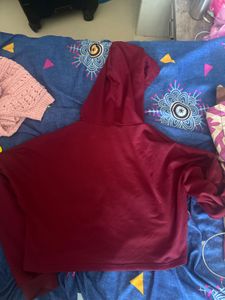 savana Maroon Cropped Hoodie