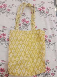 Yellow Floral Print Tote Bag