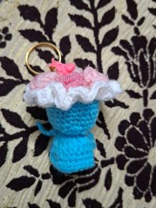 handmade crochet flower bouquet keychain