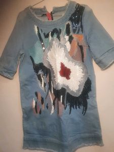 Unique Embellished Denim Dress