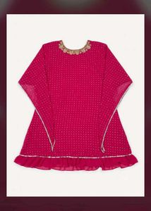 Elegant Pink Embellished Kaftan Kurta