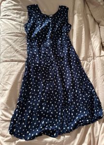 Navy Polka Dot Sleeveless Dress