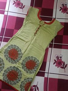 Light Green Kurta with Floral Print