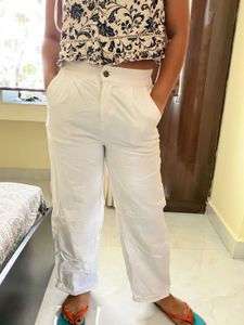 White Straight Leg Trousers
