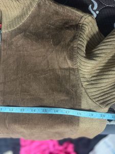 Brown Corduroy &amp; Knit Zip-Up Jacket
