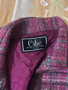 Tweed Zip-Up Jacket with Suede Accents