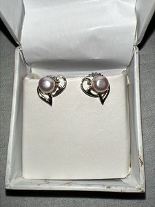 Real pink Pearl Heart Earrings