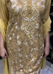 Elegant Gold Embroidered Kurti Set