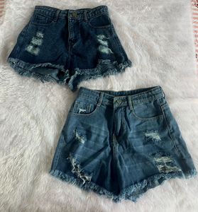 Ripped Denim Shorts