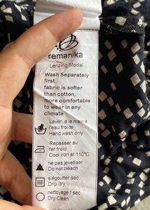 New Remanika Black Printed Lenzing Modal Top–XS