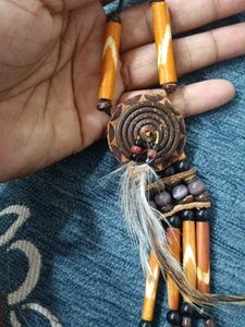 2 piece handcrafted natural seed and wooden beaded