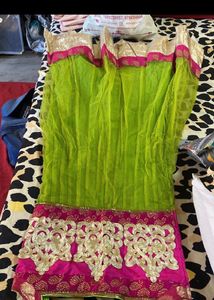 Anarkali Green Pink Party Wear Suit