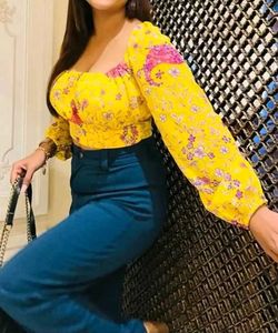 Yellow Floral Puff Sleeve Top