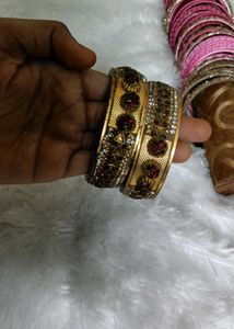 Elegant Oxidized Bangles with Stones