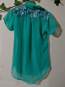 Women Sea Green Top With Sleeve