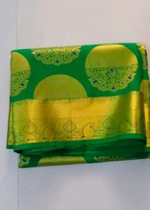 Green &amp; Gold Silk Saree