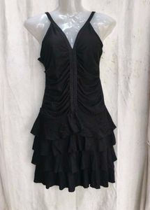 I. Chic Black Ruffled Mini Dress