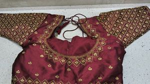 silk party wear blouse -Red and Maroon color Blous