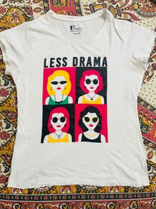 Graphic Print "Less Drama" T-Shirt