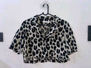 Leopard Print Cropped Shirt