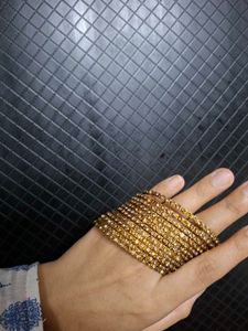 Gold Stone And Black Shimmer Bangles Set