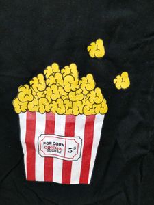 Popcorn Graphic Black T-Shirt