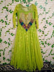 Elegant Green Embellished Ethnic Gown