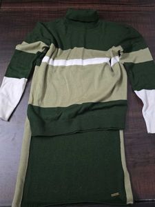 Striped Turtleneck Sweater & Skirt Set