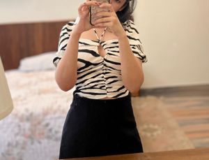 Stylish Zebra Print Ruched Top